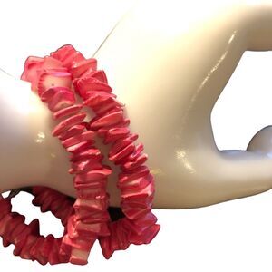 2 Bright Pink Coral-Like Beachy Bracelets Celebrate Party Vacation